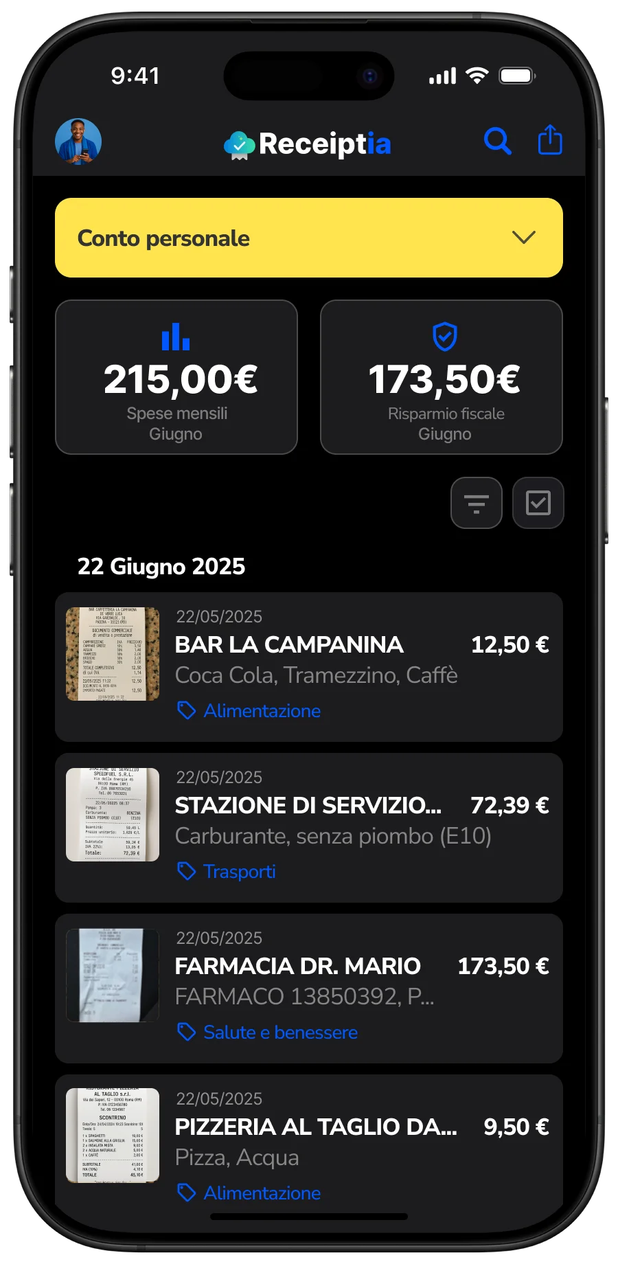 Receiptia App Screenshot